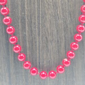 90's Monet Red Glass Beaded Necklace Knotted Single Strand Statement Fashion Vtg